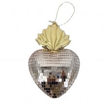 Ex-voto décoratif en forme de cœur disco - Rose - 13x5x19 cm - Métal - Home Maison