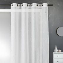 Voilage élégant avec impressions argentées - Blanc - Polyester - Home Maison
