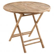 Table pliable ronde en bambou naturel - Beige - Bambou - Home Maison