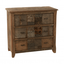 Armoire vintage en bois à motifs - Marron Foncé - 100x50x95 cm - Bois - Home Maison