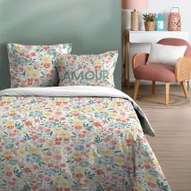 Parure de lit 240x220 cm fleuri - Multicolore - 240x220 cm - Coton - Home Maison
