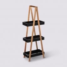 Desserte à 3 niveaux - Noir - Bambou/Bois - Home Maison