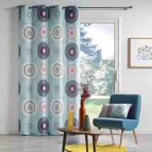 Rideau scandinave moderne imprimé cercles - Bleu - 140x260 cm - Polyester - Home Maison