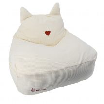 Fauteuil enfant en velours avec oreilles de félin - Crème - 55x50x60 cm - Polyester - Home Maison
