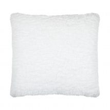 Coussin carré moelleux fausse fourrure - Blanc - 50x50 cm - Polyester - Home Maison