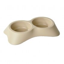 Gamelle double pour chien et chat - Beige - Plastique - Home Maison