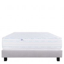 Ensemble literie mousse mémoire de forme 24 cm + sommier beige + oreillers + couette - Gris - 90x190 cm - Mousse - Home Maison