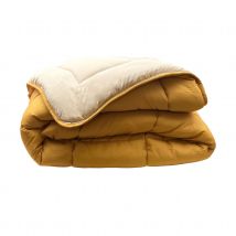 Couette légère double face - Jaune Ocre - 240x260 cm - 100% POLYESTER-FIBRE - Home Maison