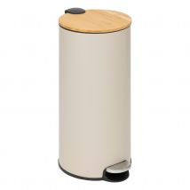 Poubelle capacité 30 litres - Beige - Bambou/Métal - Home Maison