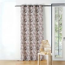 Rideau tamisant vintage floral - Rouge - Polyester - Home Maison