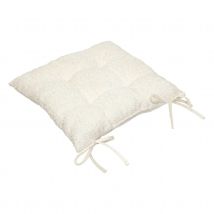 Galette de chaise bouclette - Blanc - Polyester - Home Maison