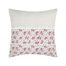 Coussin carré fleurs en coton - Rose - Coton - Home Maison