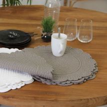Set de table rond lavable - Taupe - 40 cm - Coton - Home Maison