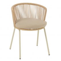 Chaise extérieure design en acier et corde - Beige - 56x57x75 cm - Métal - Home Maison