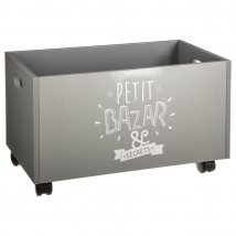 Coffre à roulettes pour enfant - Gris - Bois - Home Maison