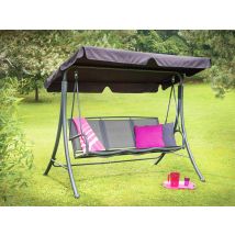 Balancelle de Jardin 3 Personnes - Gris - Polyester - Home Maison