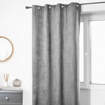 Rideau doublé 100 % occultant et face suédine unie - Gris - Polyester/Suedine/Velours - Home Maison