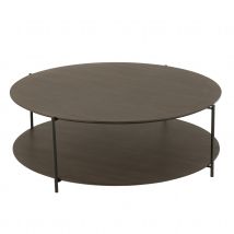 Table basse bois avec étagère ouverte - Marron Foncé - 113x113x38 cm - Bois - Home Maison