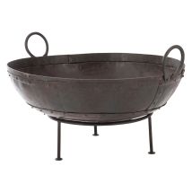 Brasero extérieur rond en fer - Noir Mat - 66x72x40 cm - Métal - Home Maison
