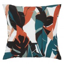 Coussin extérieur imprimé feuilles - Bleu - Home Maison