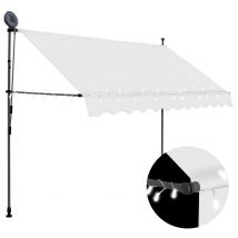 Auvent manuel rétractable avec LED - Crème - 150x260 cm - Polyester - Home Maison