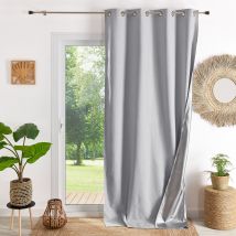 Rideau thermique et occultant hiver - été - Gris - 140x260 cm - Polyester - Home Maison