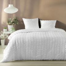 Parure de lit 3 pièces en microfibre - Blanc - Home Maison