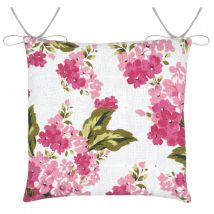 Galette de chaise florale pour décoration printanière - Rose - 38x38 cm - Coton - Home Maison