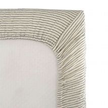 Drap housse bébé motif rayure - Gris - Home Maison