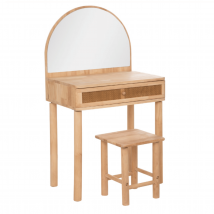 Coiffeuse enfant et son tabouret - Beige - 55x36.5x100 cm - Bois - Home Maison