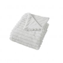 Couverture imitation fourrure et flanelle - Blanc - 180x220 cm - Flanelle/Fourrure - Home Maison