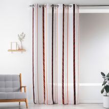 Voilage fantaisie en organza à rayures verticales - Bordeaux - 140x260 cm - Polyester/Organza - Home Maison