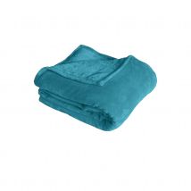 Plaid uni en polaire molletonnée - Bleu Canard - 125x150 cm - Polyester - Home Maison