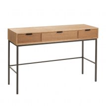Console 3 tiroirs en bois et métal - Naturel - 120 cm - Bois/Métal - Home Maison