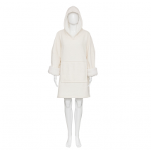 Sweat plaid à capuche - Blanc - 90x120 cm - Polyester - Home Maison