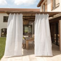 Rideau extérieur tamisant à oeillets - Blanc - 140x280 cm - Polypropylène - Home Maison