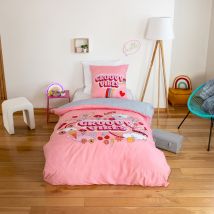 Parure de lit enfant Groovy Vibes rose - Rose - Coton - Home Maison
