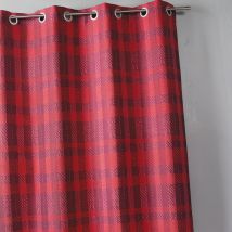 Rideau d'ameublement 'Carreaux' - Rouge - Polyester/Jacquard - Home Maison