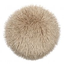 Coussin rond imitation fourrure longue - Beige - 40x40 cm - Polyester - Home Maison
