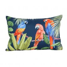Coussin extérieur à motif perroquet - Bleu - Polyester - Home Maison