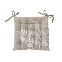 Galette de chaise piquée motif nature - Naturel - 38x38 cm - Coton/Polyester - Home Maison