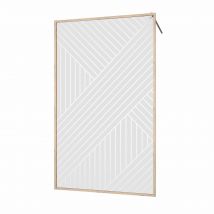 Paroi de douche en verre sérigraphié style Japandi motif géométrique - Marron Clair - 120x200 cm - Aluminium - Home Maison