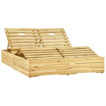 Chaise longue double extérieur en pin - Marron Clair - 106x213cm - Bois - Home Maison