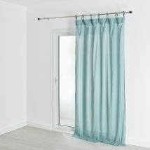 Voilage à nouettes en coton uni - Bleu - 140x240 cm - Coton - Home Maison