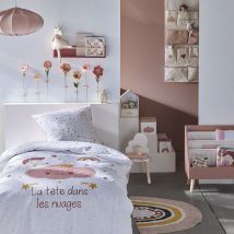 Parure de lit enfant "La tête dans les nuages" - Blanc - Coton - Home Maison