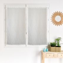Paire de voilages brodée vague pour fenêtre - Jaune - 60x120 cm - Polyester - Home Maison