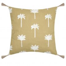 Coussin avec motifs palmier - Jaune - Coton - Home Maison