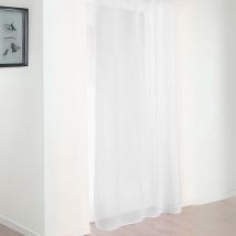 Voilage imitation lin à galon fronceur - Blanc - 300x260 cm - Polyester - Home Maison