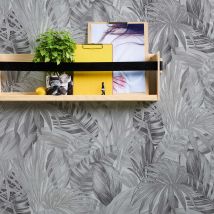 Papier peint tropical jungle - Gris clair - 10mx 0.53 m - Papier - Home Maison
