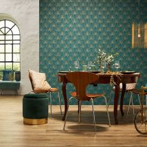 Papier peint imprimé Glamour - Bleu - Papier - Home Maison